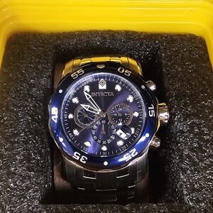 Invicta Blue and Silver Chronograph Watch